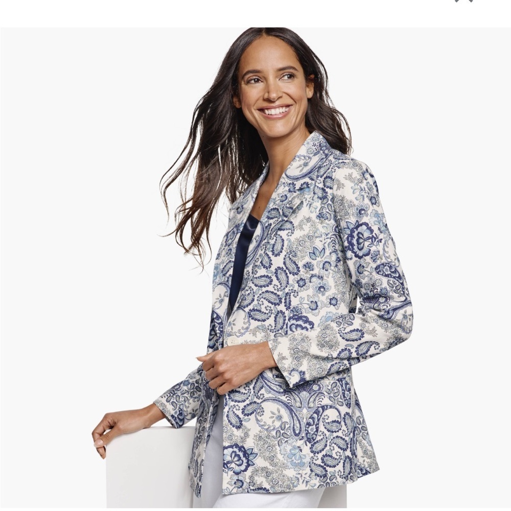 Johnston & Murphy Navy and White Paisley Blazer